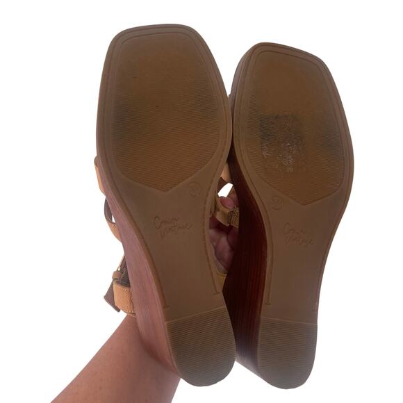 Crown Vintage Tanija Wedge Sandals Shoes Toasted Almond Size Womens 8.5 - Picture 7 of 9
